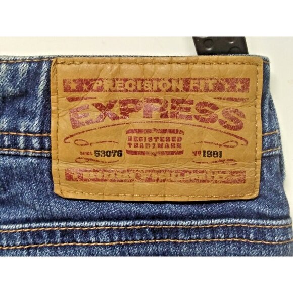 Express Womens Jeans Precision Fit Hipster Flare Blue 11/12 ankle stretch EUC - Picture 7 of 9